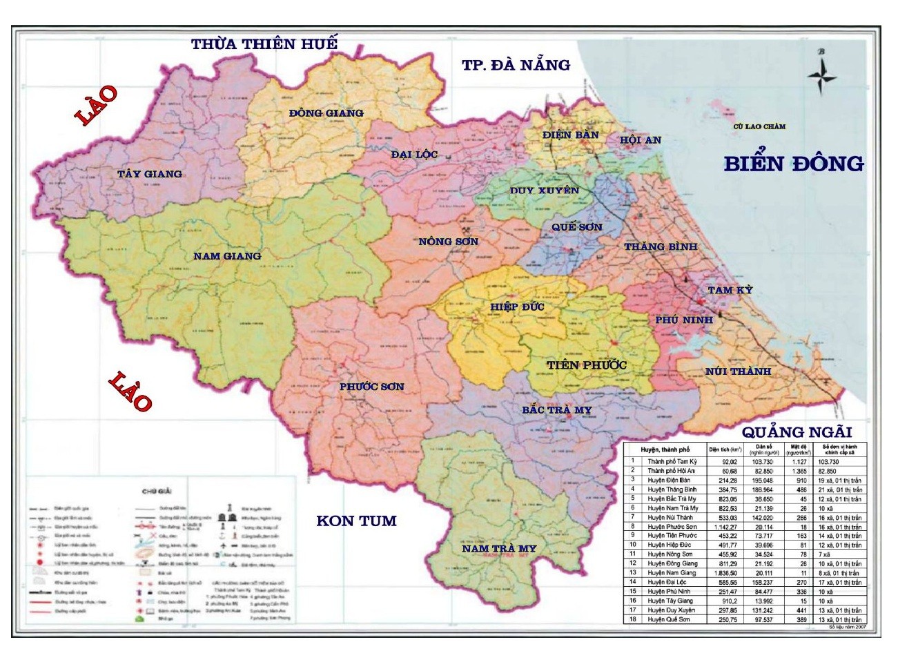 Bản đồ hành chính tỉnh Quảng Nam với các đơn vị Tam Kỳ, Hội An và các huyện