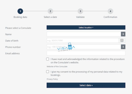 Giao diện trực tuyến để đặt lịch hẹn nộp hồ sơ xin visa Latvia