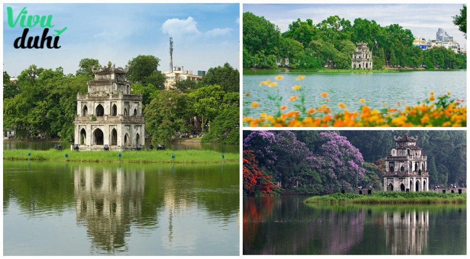 Toàn cảnh Hồ Gươm và khu vực trung tâm Thủ đô Hà Nội nhìn từ trên cao