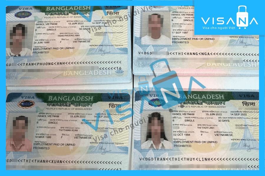 Dấu visa Bangladesh được đóng trên hộ chiếu của người Việt Nam