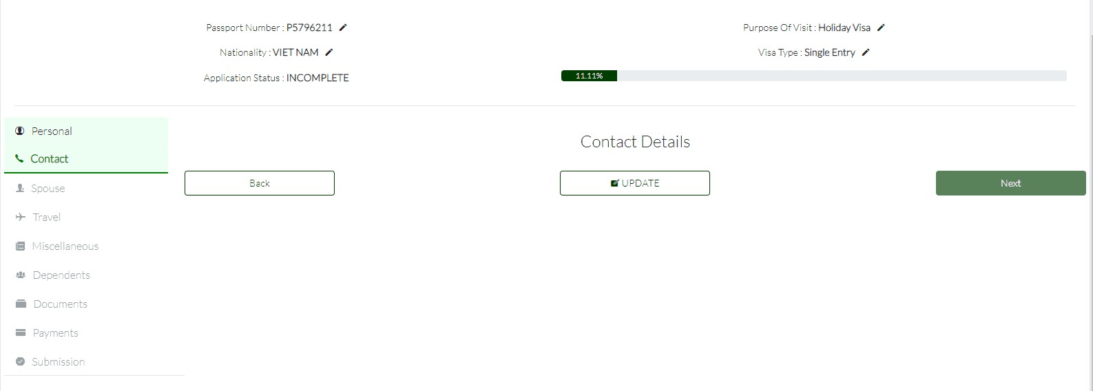 Giao diện tải hồ sơ trực tuyến xin visa Zimbabwe