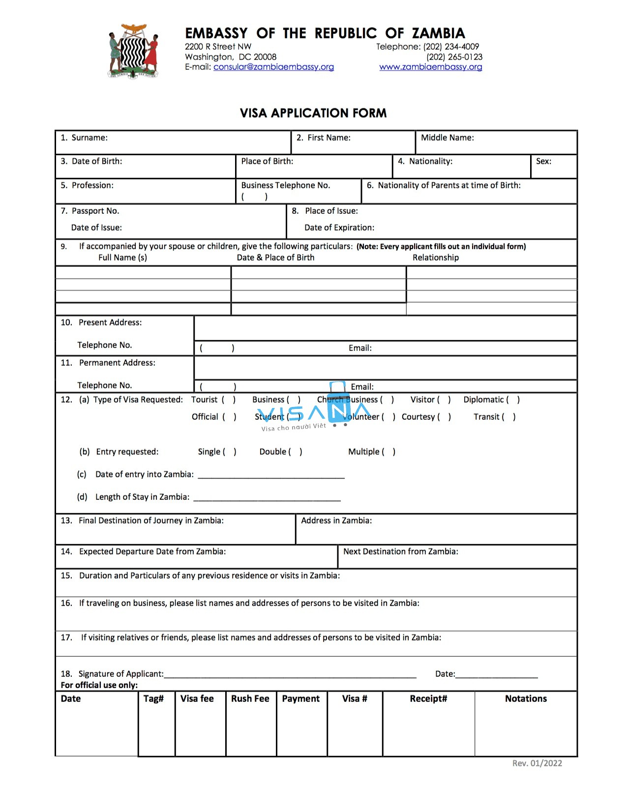 Quy trình xin Visa on Arrival (VOA) tại cửa khẩu Zambia