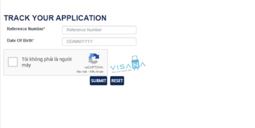 Giao diện theo dõi tình trạng hồ sơ xin visa Thụy Sĩ online