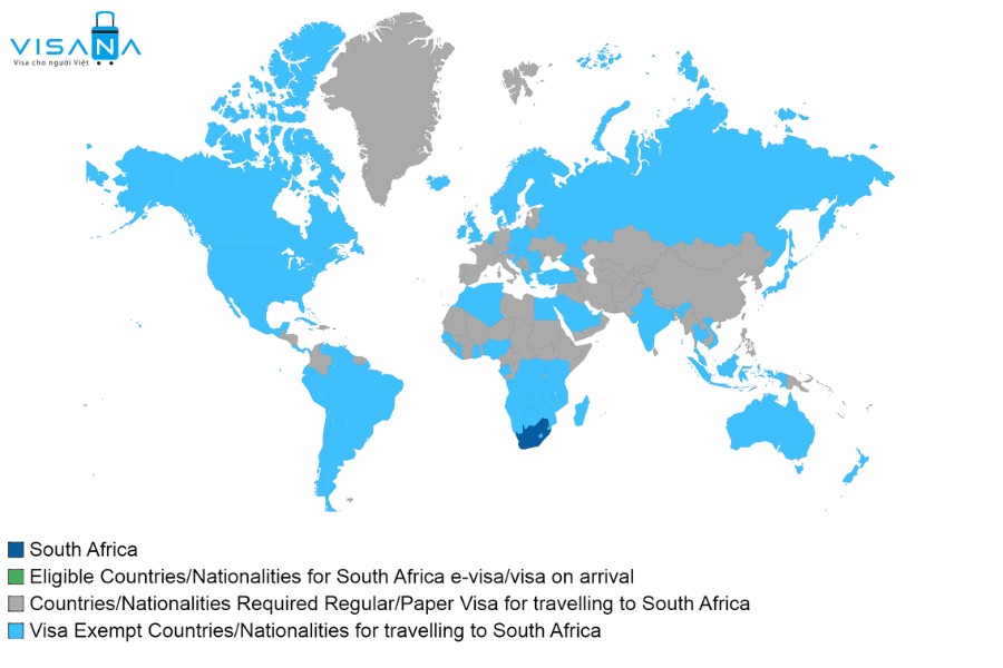 Các quốc gia được miễn visa Nam Phi