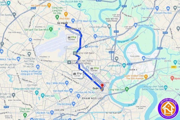 quan go vap cach quan 1 2 10 bao nhieu km 2