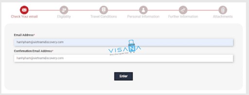 Bắt đầu Quy trình đăng ký eVisa Maroc - Xác minh Email