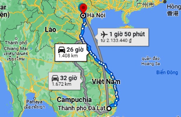Đà Lạt cách Hà Nội bao nhiêu km