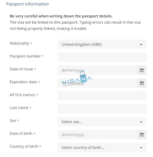 Mẫu điền thông tin hộ chiếu trong đơn xin ETA Sri Lanka