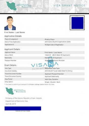 Mẫu e-Visa Iran (thị thực điện tử)