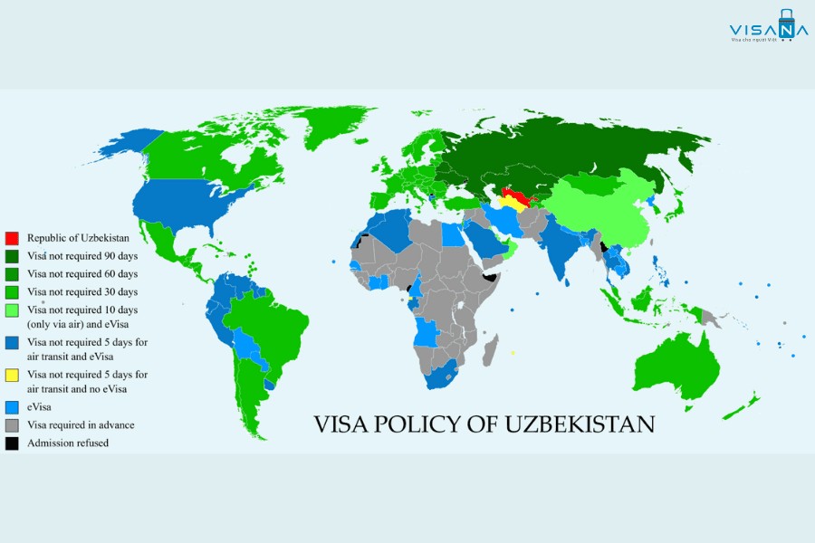 Danh sách các quốc gia đủ điều kiện xin e-visa Uzbekistan
