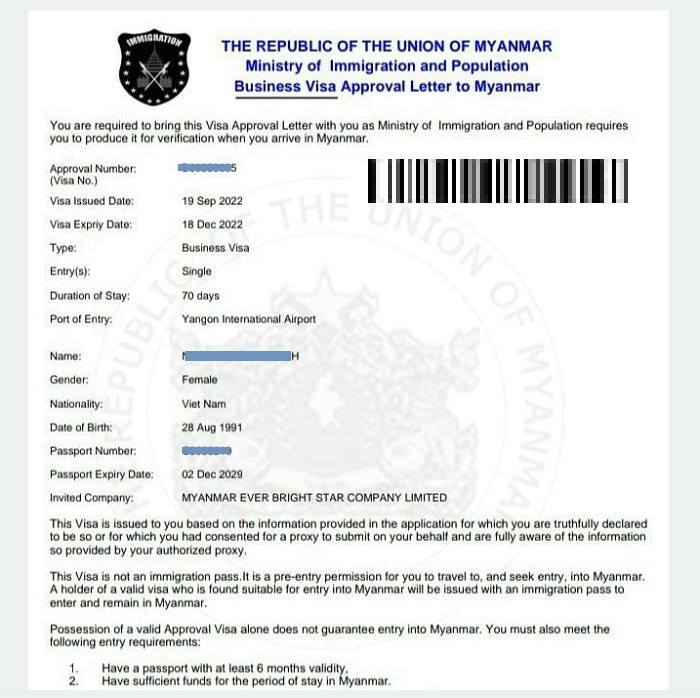 Người Việt phải xin visa Myanmar nếu lưu trú trên 14 ngày, bao gồm cả mục đích công tác