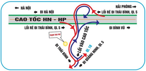Sơ đồ hướng ra – vào của nút giao An Lão (QL 10)