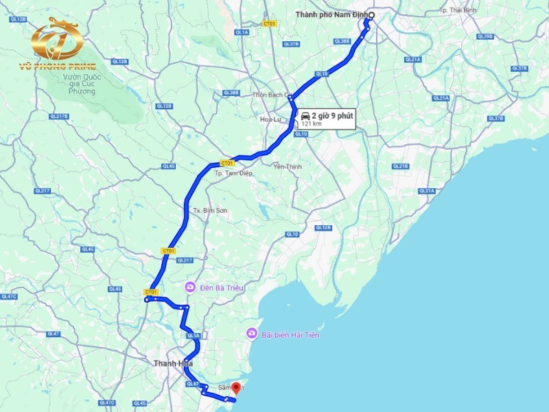 Từ Nam Định đi Sầm Sơn bao nhiêu km và mất bao lâu?