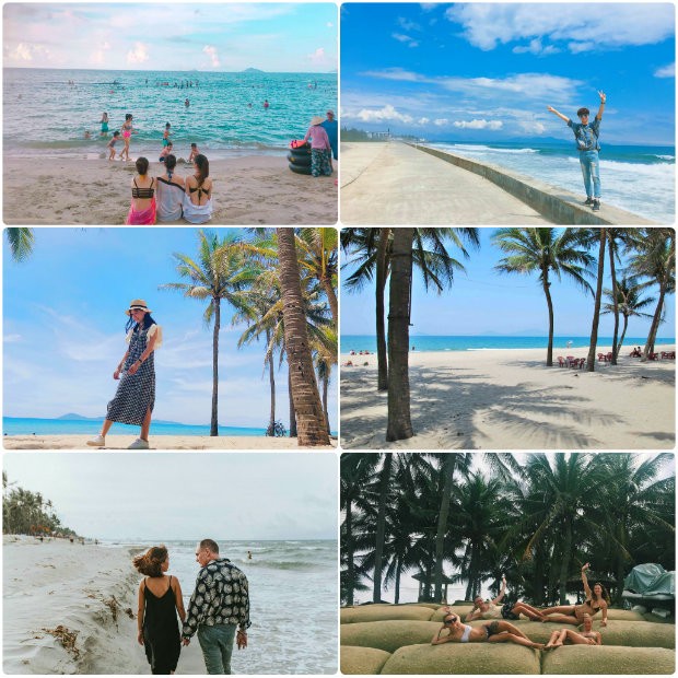 Biển Cửa Đại hút hồn du khách với biển xanh cát trắng.