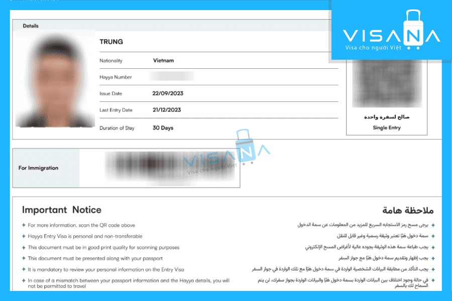 Kết quả e-Visa Qatar tại Visana