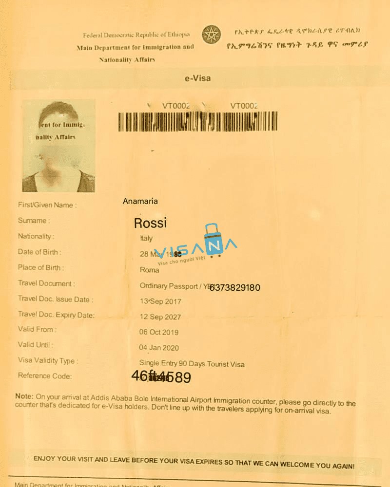 Minh họa quy trình xin e-Visa Ethiopia