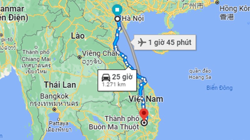 Khoảng cách Hà Nội - Buôn Ma Thuột theo đường bộ