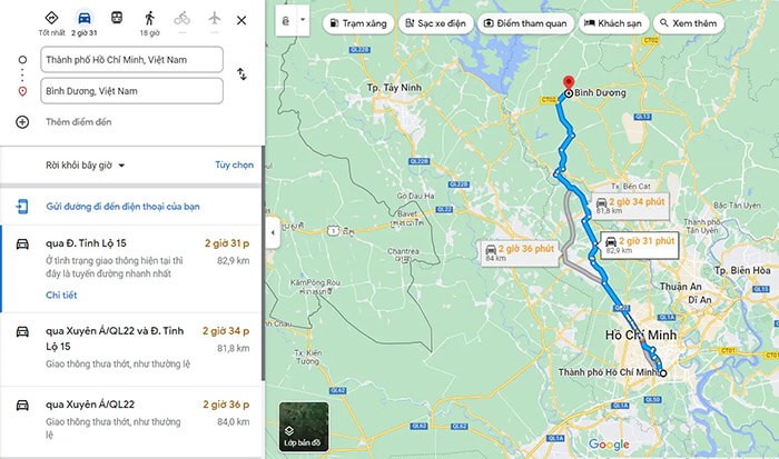 Từ TPHCM đi Bình Dương bao nhiêu km