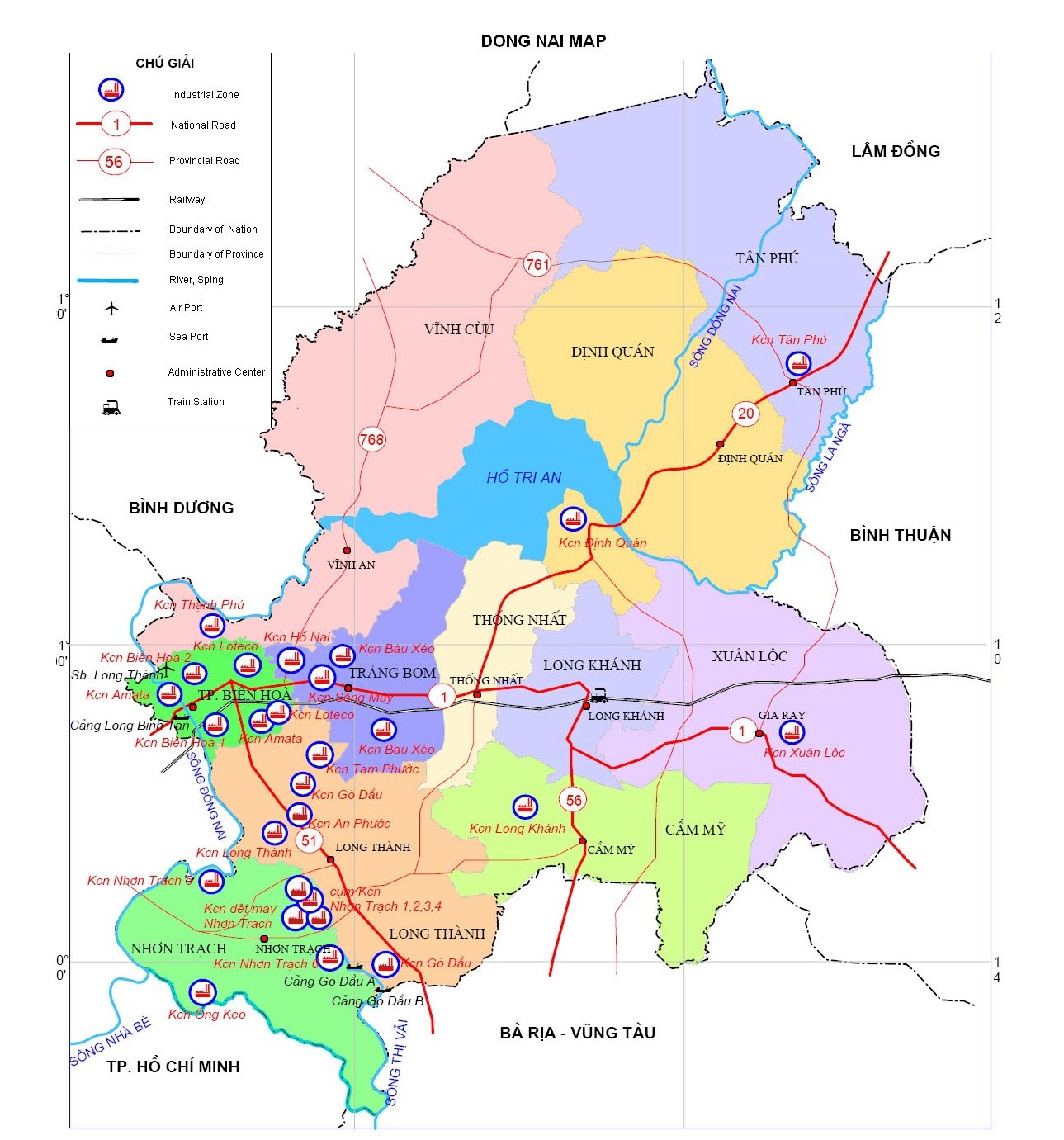 Bản đồ hành chính tỉnh Đồng Nai