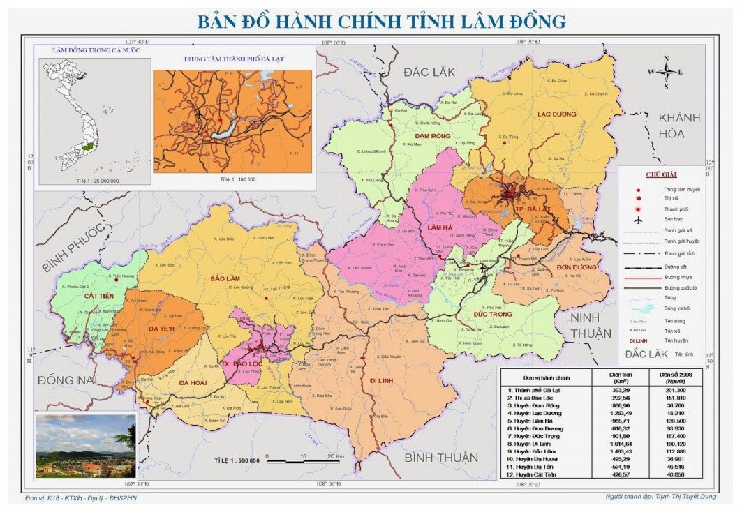 Bản đồ hành chính tỉnh Lâm Đồng