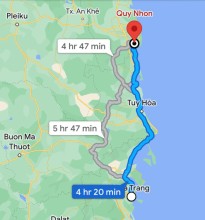 Lộ trình di chuyển từ Quy Nhơn đến Nha Trang