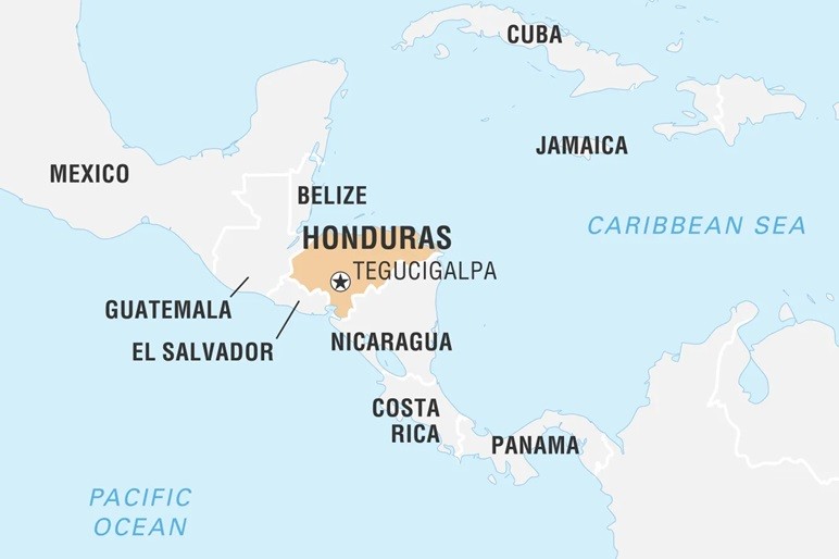 Vị trí địa lý của Honduras trên bản đồ Trung Mỹ