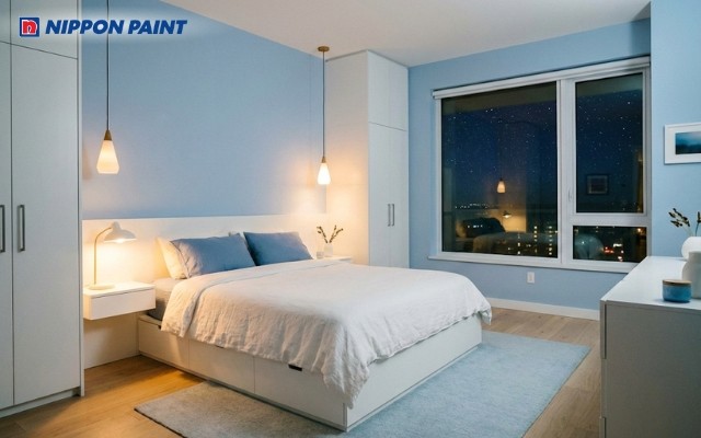Sự kết hợp xanh dương nhạt - trắng mang lại cảm giác thư thái