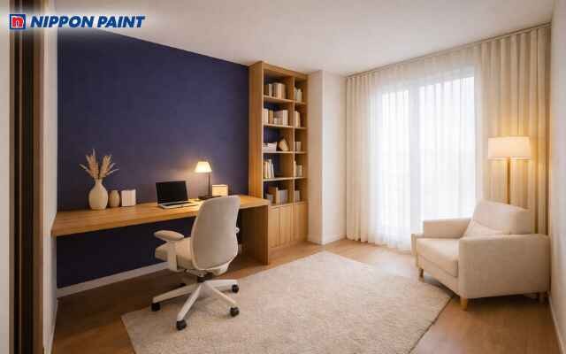 Màu tím hoa đậu biếc mang lại sự điềm tĩnh và chiều sâu cho không gian học thuật