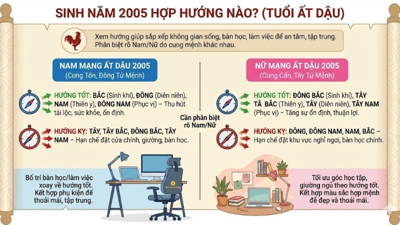 Sinh năm 2005 hợp hướng nào?