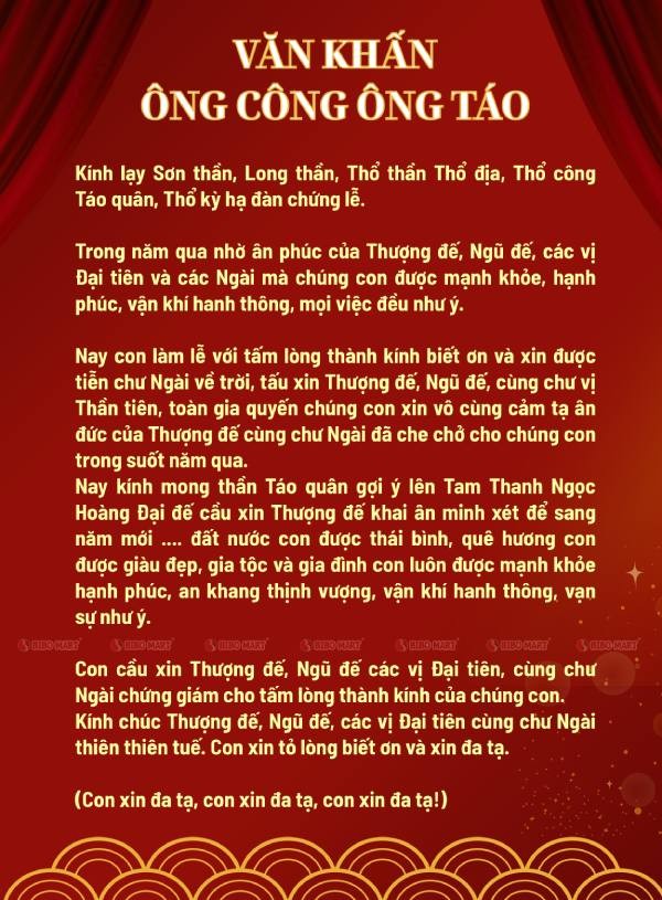 Văn khấn ông Công ông Táo phần 2