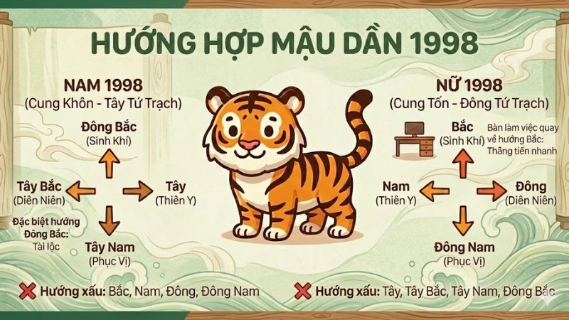 Sinh năm 1998 hợp hướng nào?