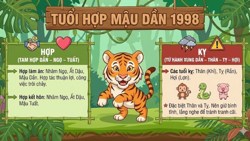 Tuổi Mậu Dần 1998 hợp với tuổi nào?