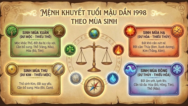 Mệnh khuyết tuổi Mậu Dần 1998 theo mùa sinh