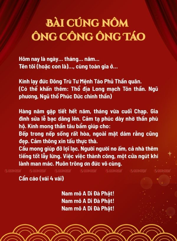 Bài cúng nôm ông Công ông Táo thuần Việt