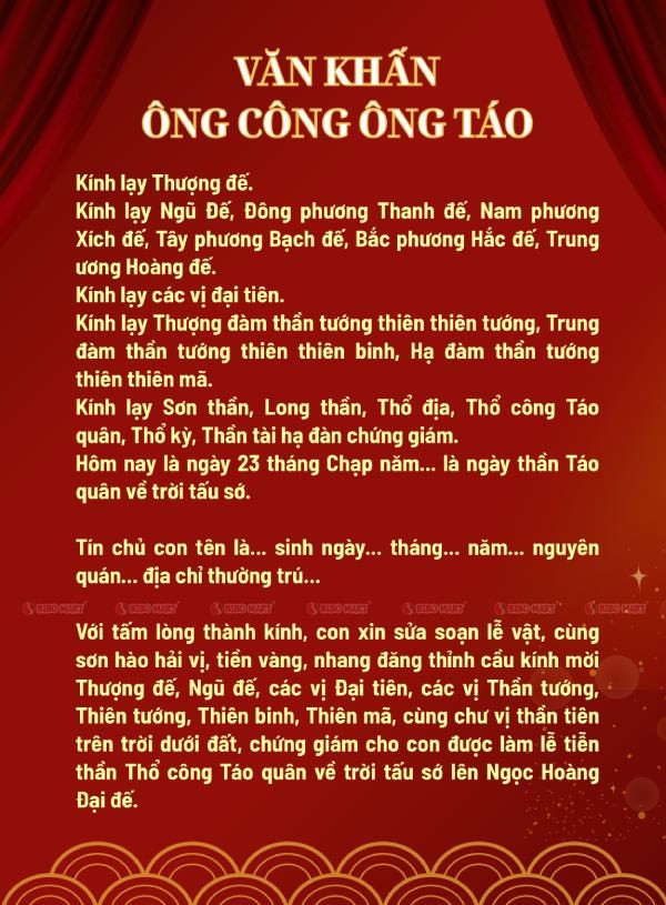 Văn khấn ông Công ông Táo phần 1